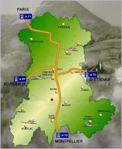 plan Auvergne par la route